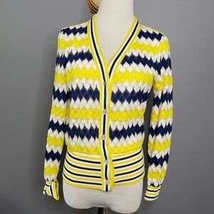 Jack Winter vintage lace collegiate cardigan blue/yellow size Large
